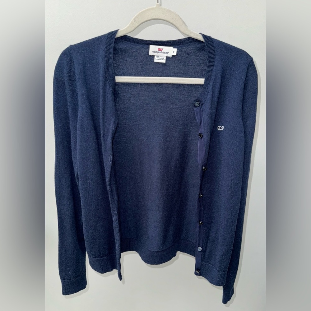 Vineyard Vines Navy Blue Wool Cardigan, Size M